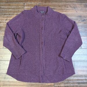 Eileen Fisher Sweater Long Sleeve Button‎ Front Cashmere Wool | Purple | Size XL